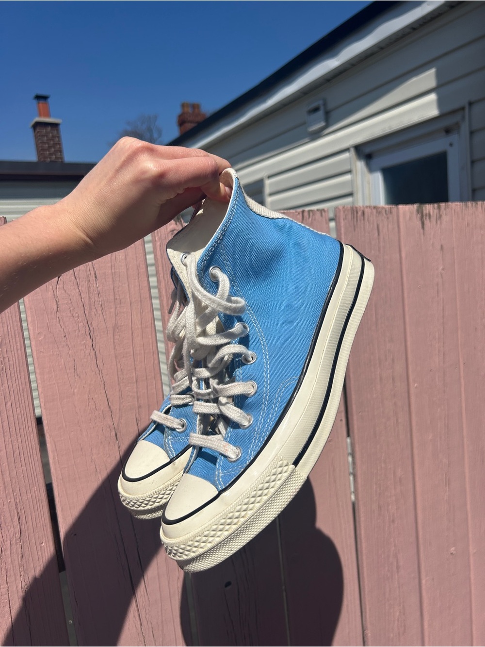 Converse High Top Sneakers Light Blue and White - Picture 2 of 4